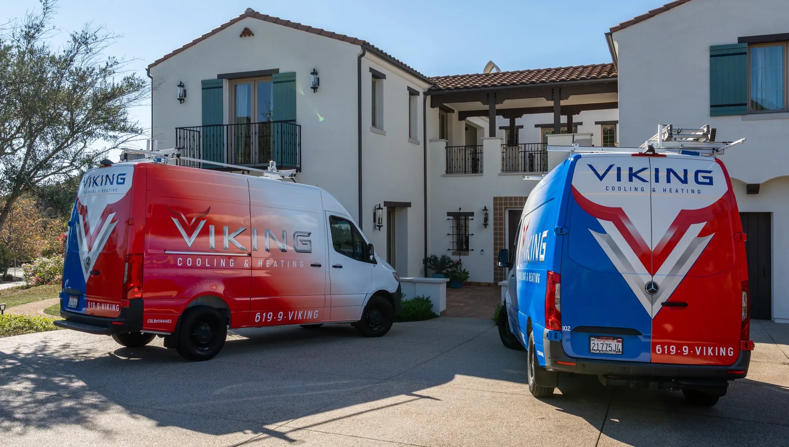 A Viking service van outside a customer’s home